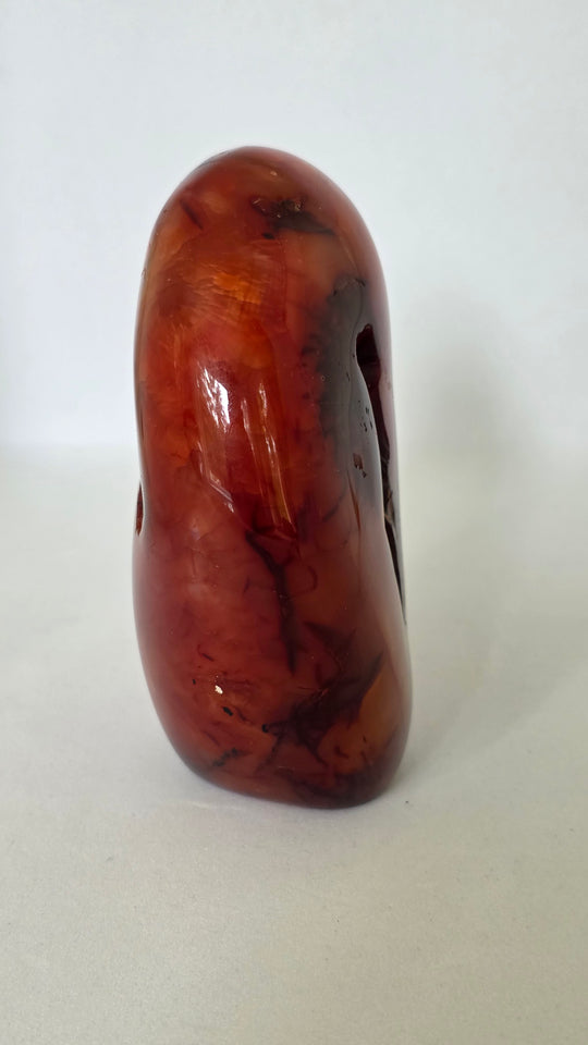 Carnelian Agate Freeform with Druzy – 539g | 4.25"