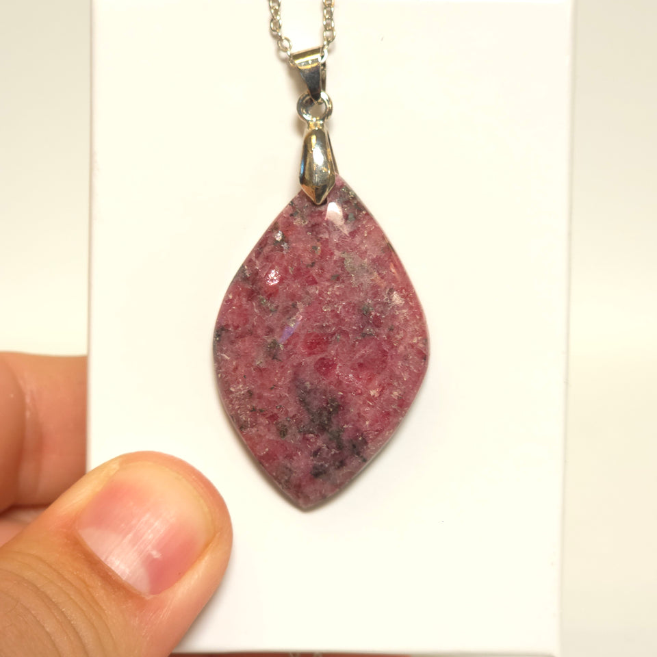 Pink Rhodonite Marquise Pendant Necklace