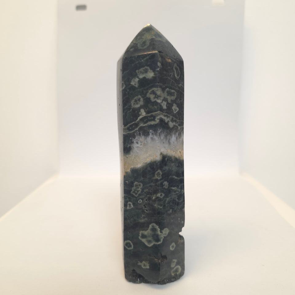 Kambaba Jasper Tower Point with Quartz Band | 1.35 lb
