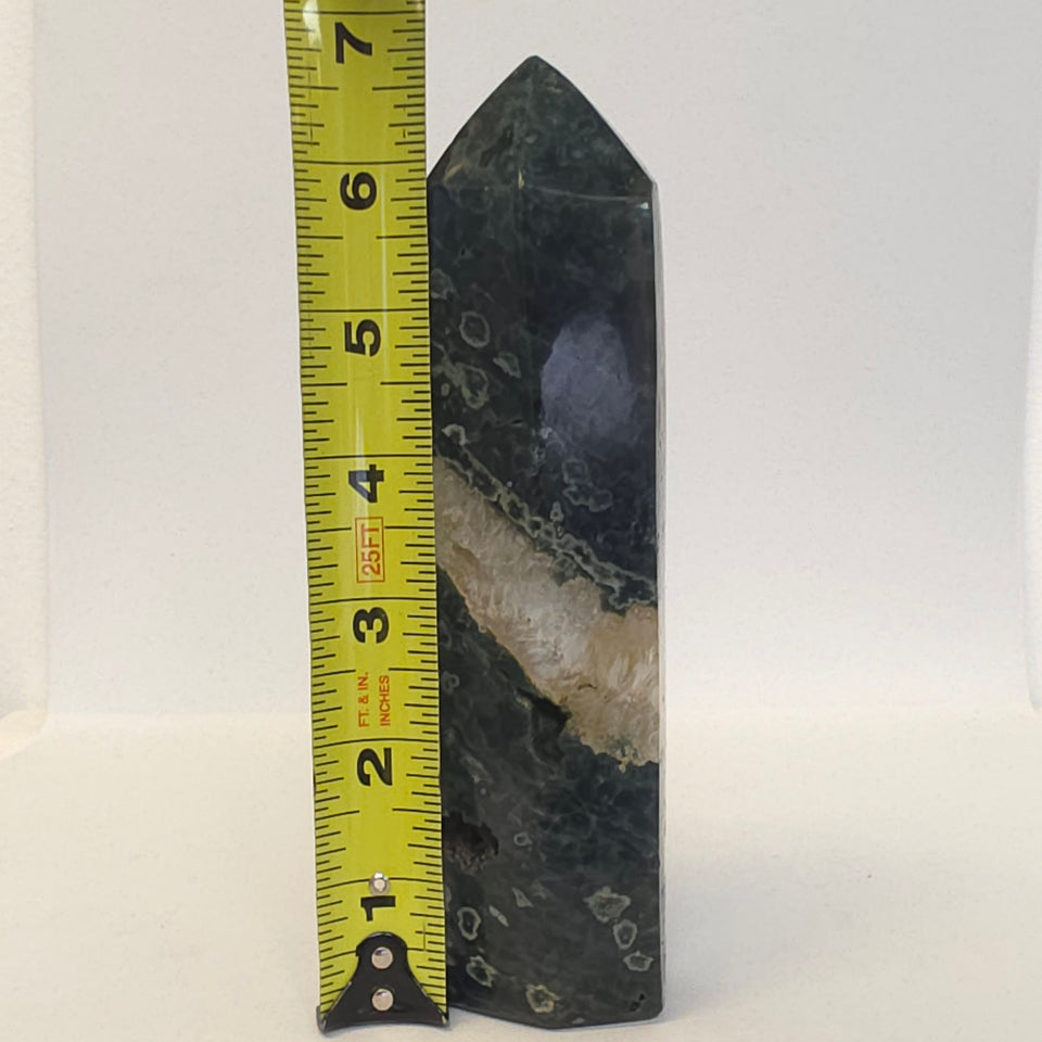 Kambaba Jasper Tower Point with Quartz Band | 1.35 lb