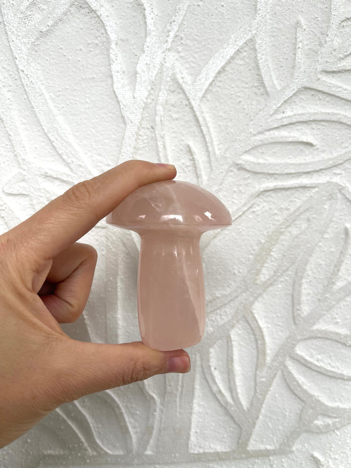 Rose Quartz Crystal Hand Carved Mushroom