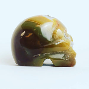 Yellow Agate Skull with Geodes