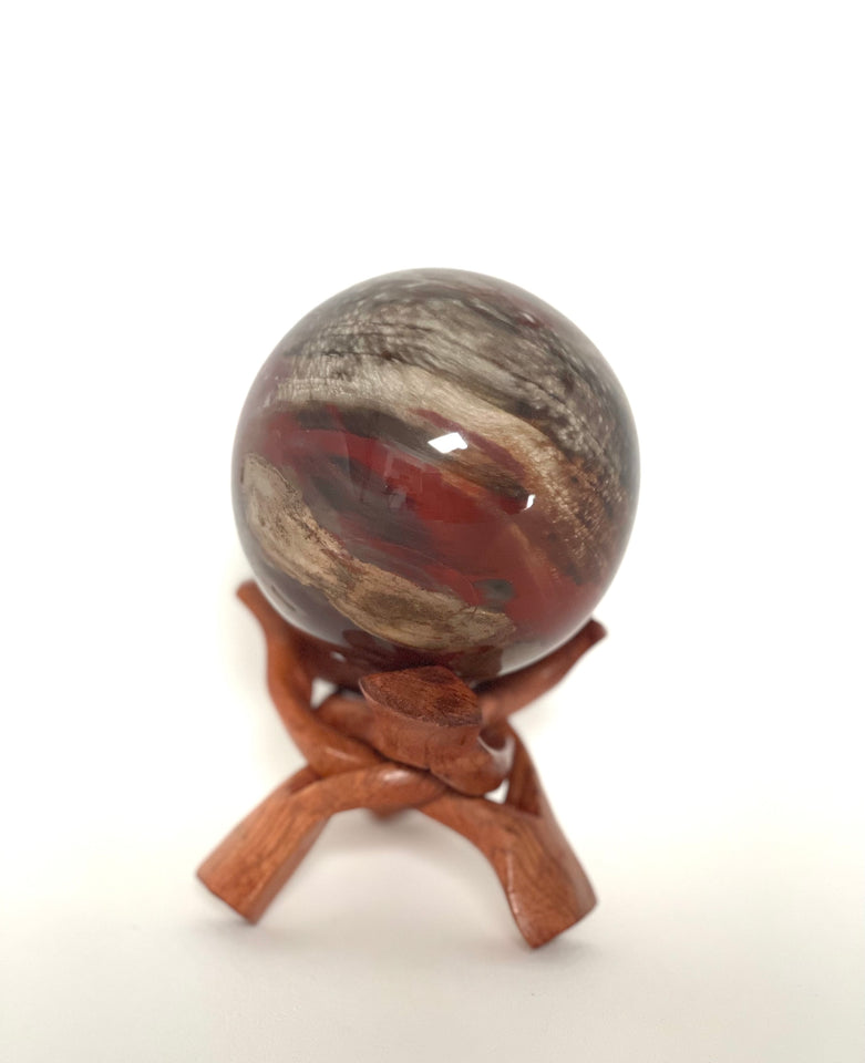Petrified Wood Sphere - Fire Red