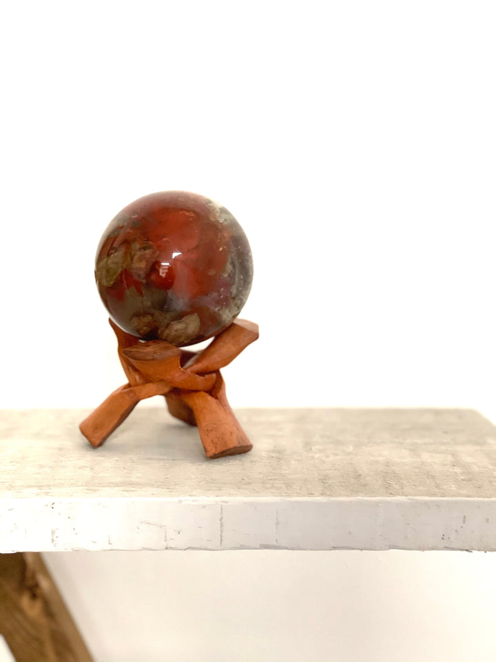 Petrified Wood Sphere - Fire Red