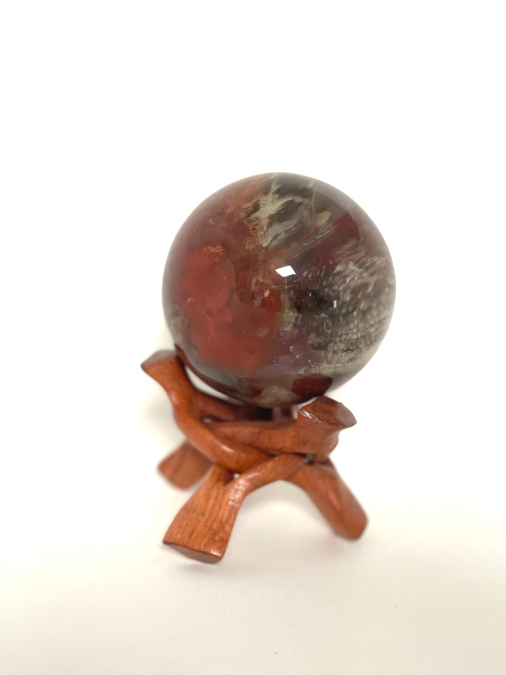 Petrified Wood Sphere - Fire Red